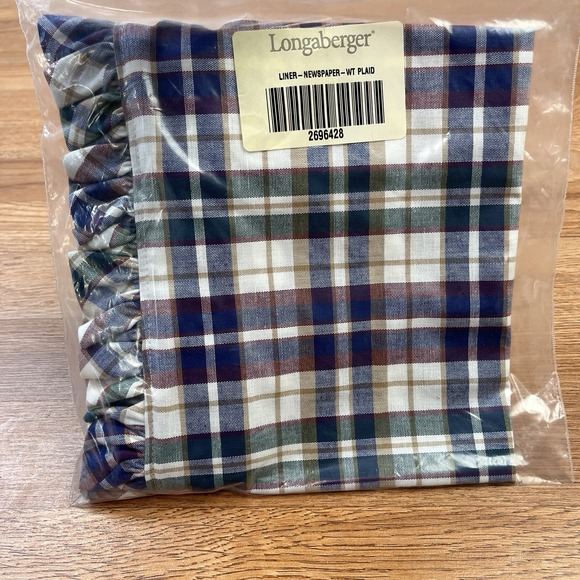 Longaberger Other - Longaberger Fabric Liner for Newspaper Basket in Woven Traditions Plaid NEW